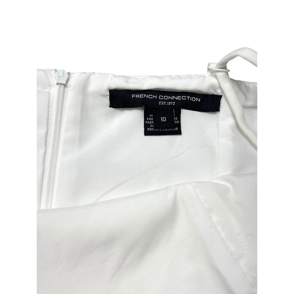 French Connection Whisper Ruffle Mini Dress White Square Neck Size 10